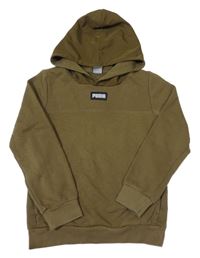 Khaki mikina s logem a kapucí PUMA