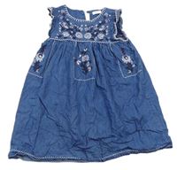 Modré lehké riflové šaty s kytičkami Next