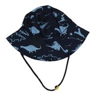 Tmavomodrý plátěný klobouk s dinosaury