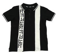 Černo-bílé pruhované polo tričko s písmeny Firetrap