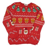Červený svetr s vánočním motivem H&M