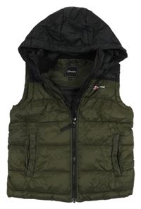 Khaki-černá šusťáková zateplená funkční vesta s kapucí Berghaus