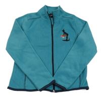 Zelená fleecová propínací mikina s vílou a houbou