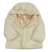 Krémová kožešinová podšitá bunda s kapucí Tex