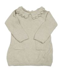 Béžové svetrové šaty s límečkem Primark