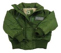 Zelená šusťáková zimní bunda s nášivkou