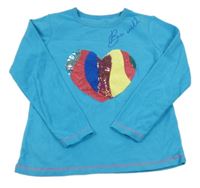 Modrá fleecová mikina se srdcem z překlápěcích flitrů Dunnes