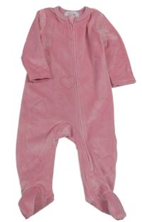 Růžový plyšový overal se srdíčky