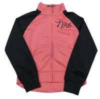 Lososovo-černá sportovní propínací mikina Nike