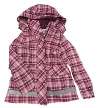 Růžovo-vínovo-bílá kostkovaná šusťáková jarní funkční bunda s kapucí Crivit