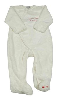 Smetanový chlupatý overal s nápisem In Extenso