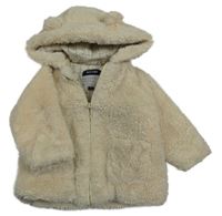 Béžová kožešinová zateplená bunda s kapucí Kiabi
