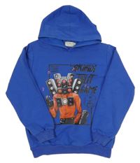 Modrá mikina s repráky a kapucí