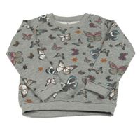 Šedá melírovaná mikina s motýly Papagino
