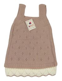 Nové - Pudrovo-bílé perforované svetrové šaty