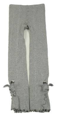 Šedé melírované žebrované punčochové legíny s mašlemi