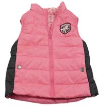 Růžovo-černá šusťáková zateplená jezdecká vesta s nášivkou Crane