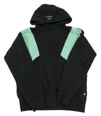 Černo-zeleno-světlešedá mikina s kapucí