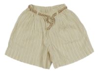 Béžovo-medové pruhované kraťasy s páskem Zara