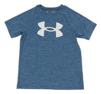 Modré melírované sportovní funkční tričko s logem Under Armour
