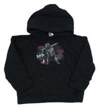 Černá mikina s medvědem a kapucí 