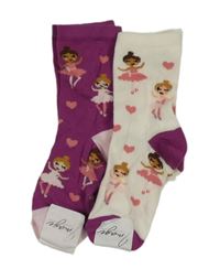 Nové - 2x ponožky - bílo-růžové ponožky s baletkami 