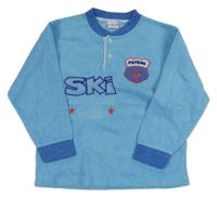 Modrá fleecová mikina s nápisem 