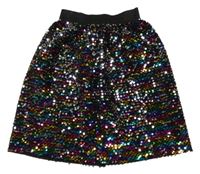 Černo-barevná flitrová sukně 