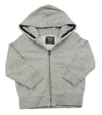 Šedá melírovaná propínací mikina s kapucí C&A