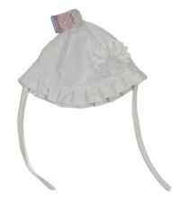 Nové - bílý klobouk s 3D květinou 