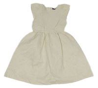 Smetanovo-zlaté vzorované šaty okaidi