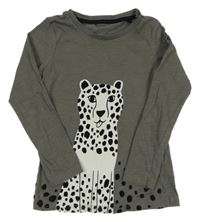 Tmavošedé triko s leopardem TU