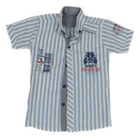 Bílo-modrá pruhovaná košile s výšivkami 