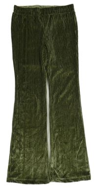 Fialové sametové žebrované flare kalhoty