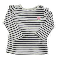 Bílo-tmavomodré pruhované žebrované triko F&F