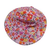 Růžový květovaný UV klobouk 