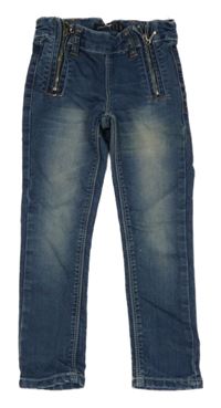 Tmavomodré skinny rifle se zipy 