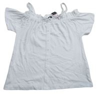 Bílé žebrované tričko s knoflíky Primark