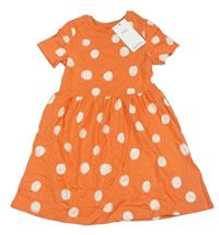 Oranžové puntíkaté bavlněné šaty M&S