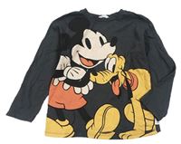 Antracitové triko s Mickeym a Plutem zn. H&M