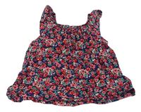 Tmavomodro-růžový květovaný top H&M