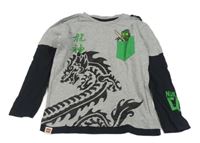 Šedo-černé triko s drakem - Lego Ninjago 