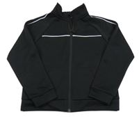 Černá propínací sportovní mikina s pruhy 