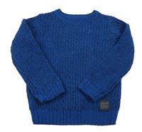 Tmavomdorý melírovaný žinylkový svetr F&F