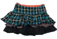 Zeleno-černo-béžová kostkovaná sukně 