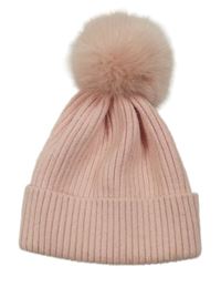 Růžová čepice s bambulí Next
