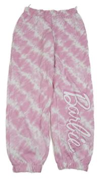 Růžovo-bílé batikované tepláky - barbie 