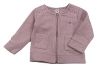 Lila propínací mikina s výšivkami 