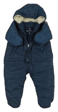 Tmavomodrá šusťáková zimní kombinéza s kapucí Ben Sherman 