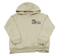 Béžová mikina s nápisy a lebkou a kapucí Name it